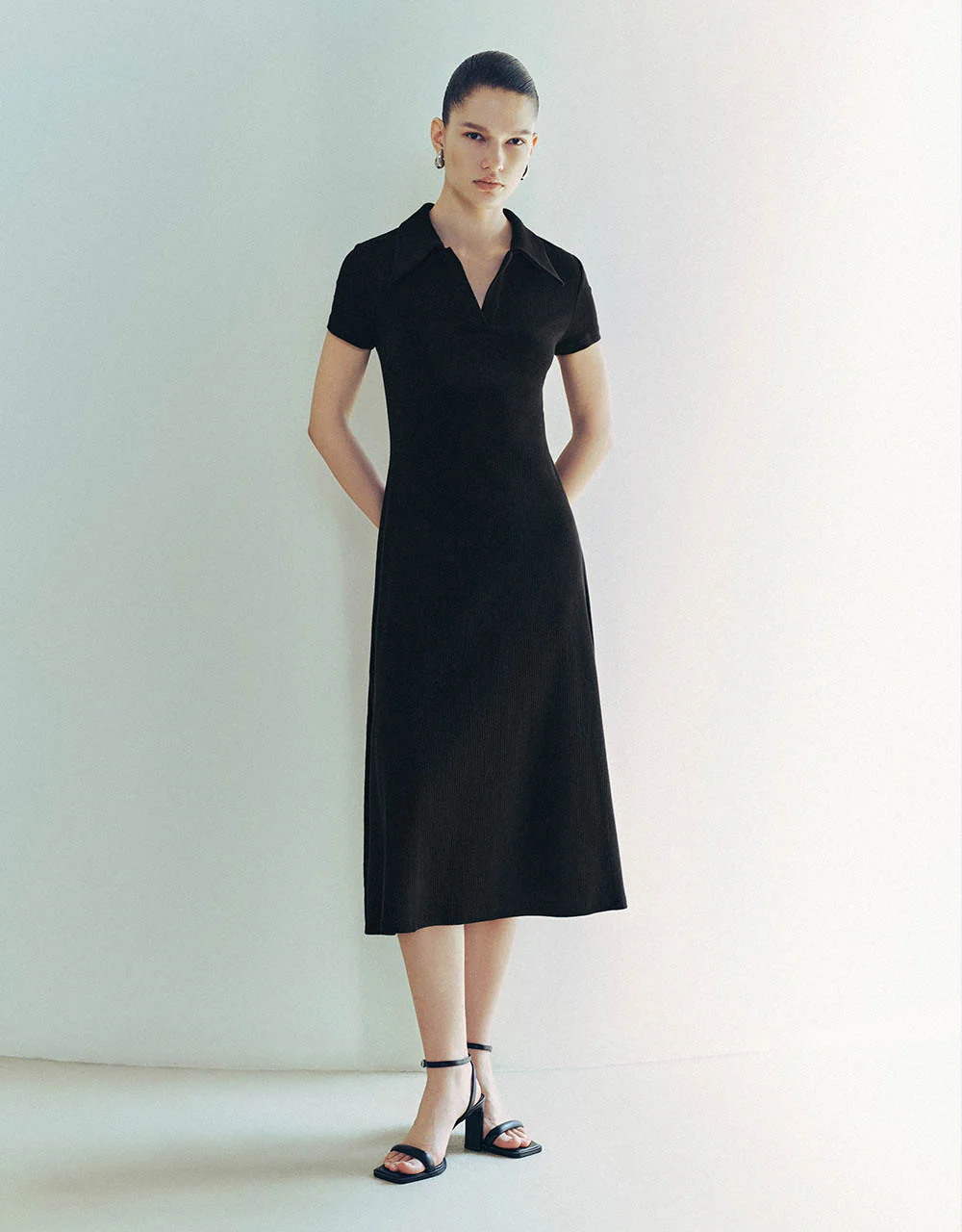 Skinny Knitted Polo A-Line Dress - Image 27