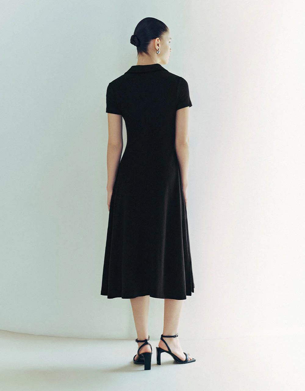 Skinny Knitted Polo A-Line Dress - Image 6
