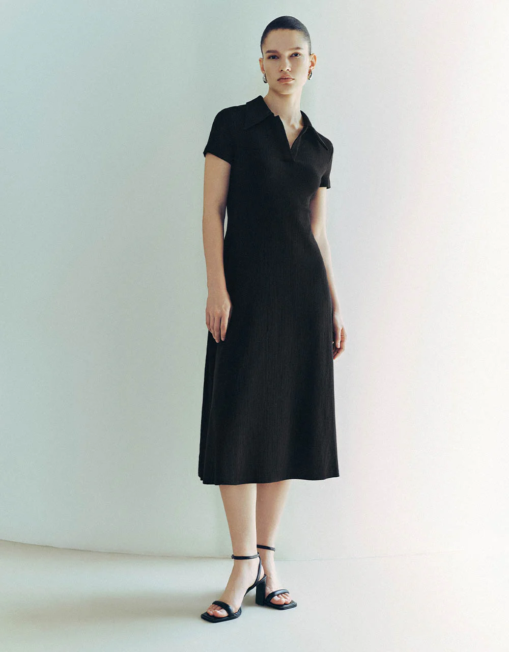 Skinny Knitted Polo A-Line Dress - Image 8