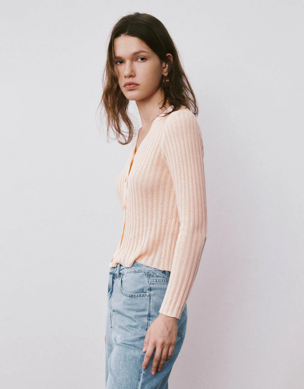 Skinny V-Neck Knitted Cardigan - Image 11