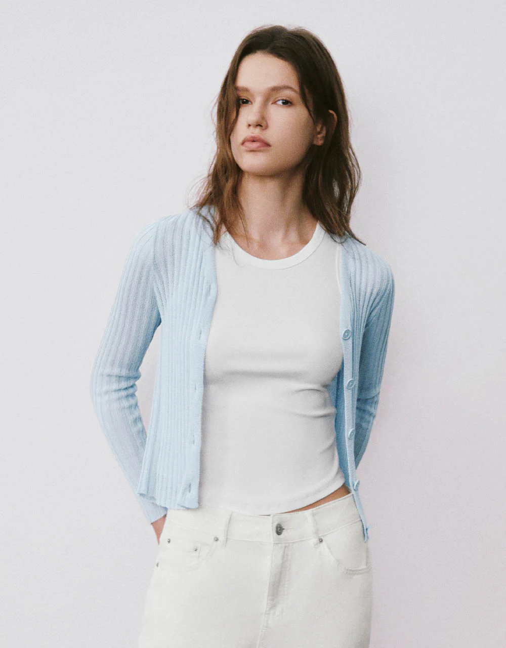 Skinny V-Neck Knitted Cardigan - Image 25