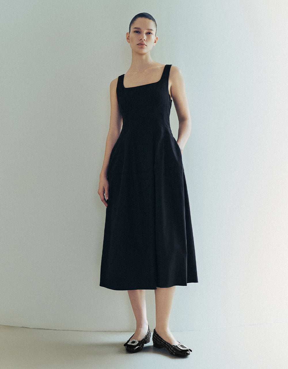 Sleeveless Square-cut Collar A-Line Dress - Image 17