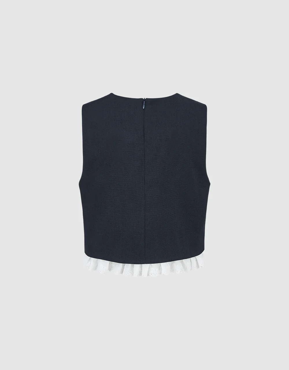 Sleeveless Two Toned Crew Neck Blouse - Image 5