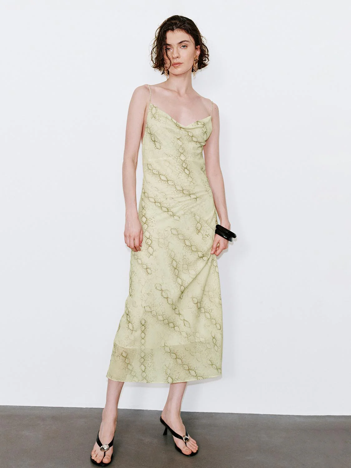 Snake Print Strappy Straight Maxi Dresses