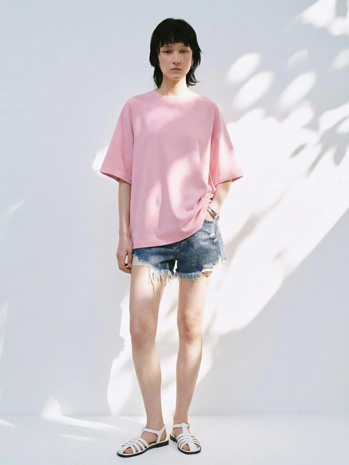 Solid Loose Fit Crew Neck T-Shirts - Image 7