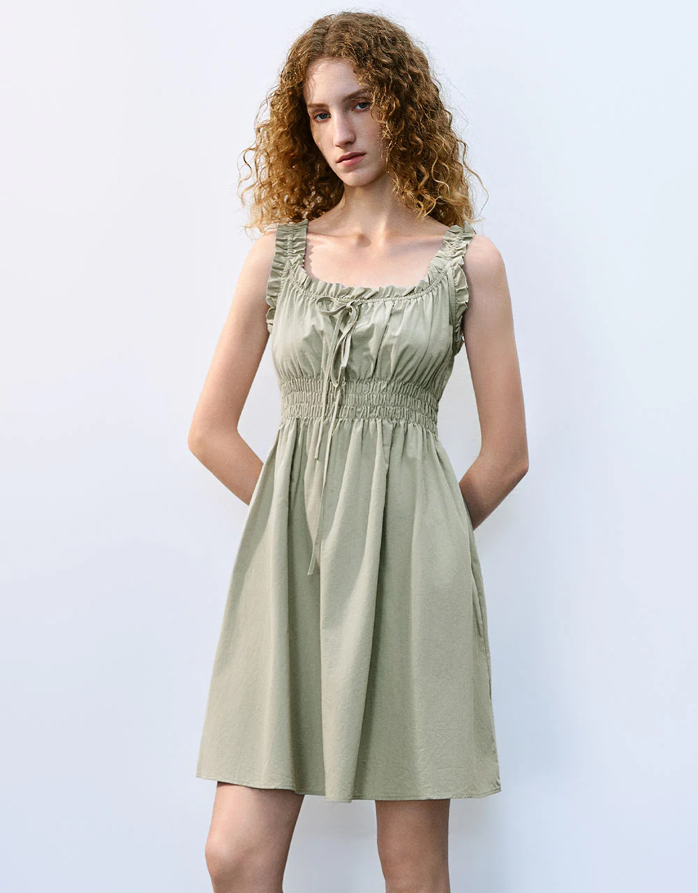 Square-cut Collar A-Line Dress - Image 9