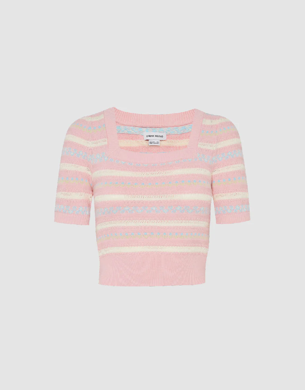 Square-cut Collar Knitted T-Shirt - Image 5