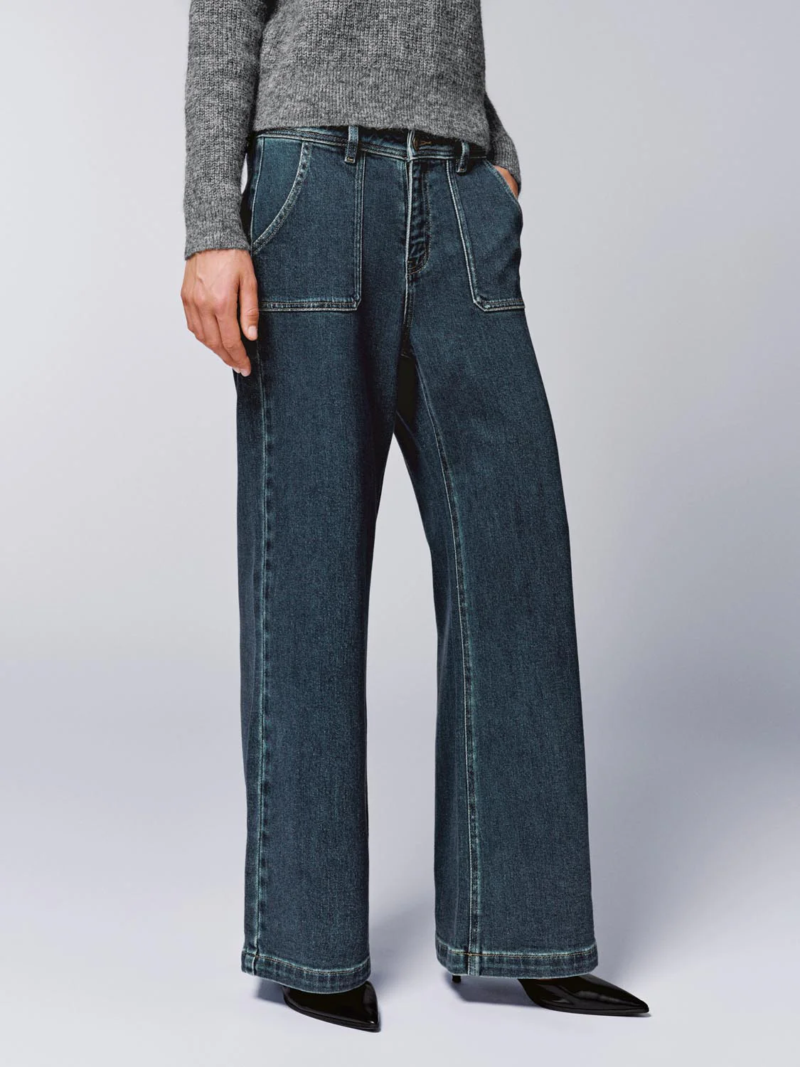Stitch Detail Flare Leg Jeans - Image 3