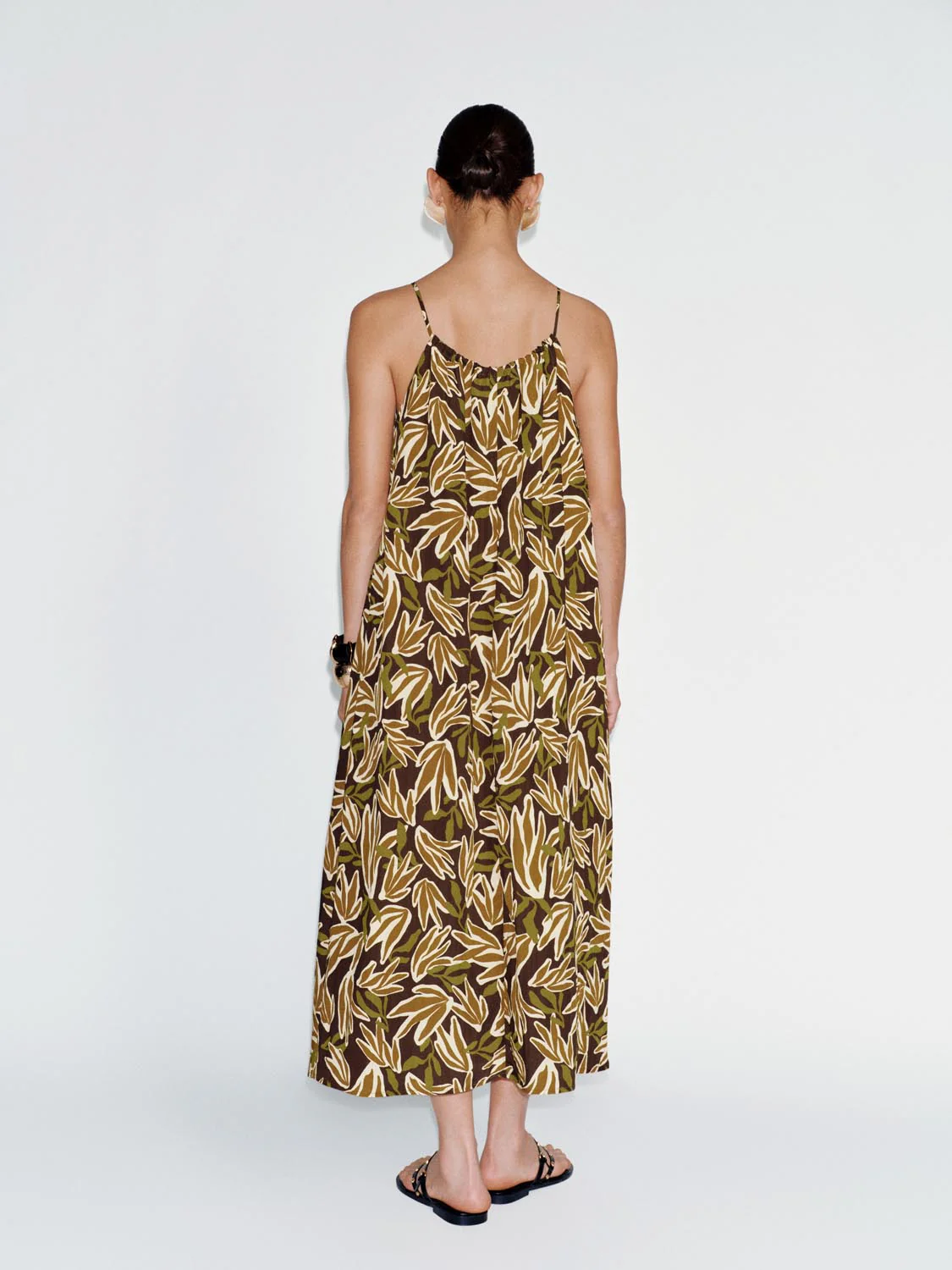 Strappy Beaded Printed A-Line Midi Dresses - Image 6