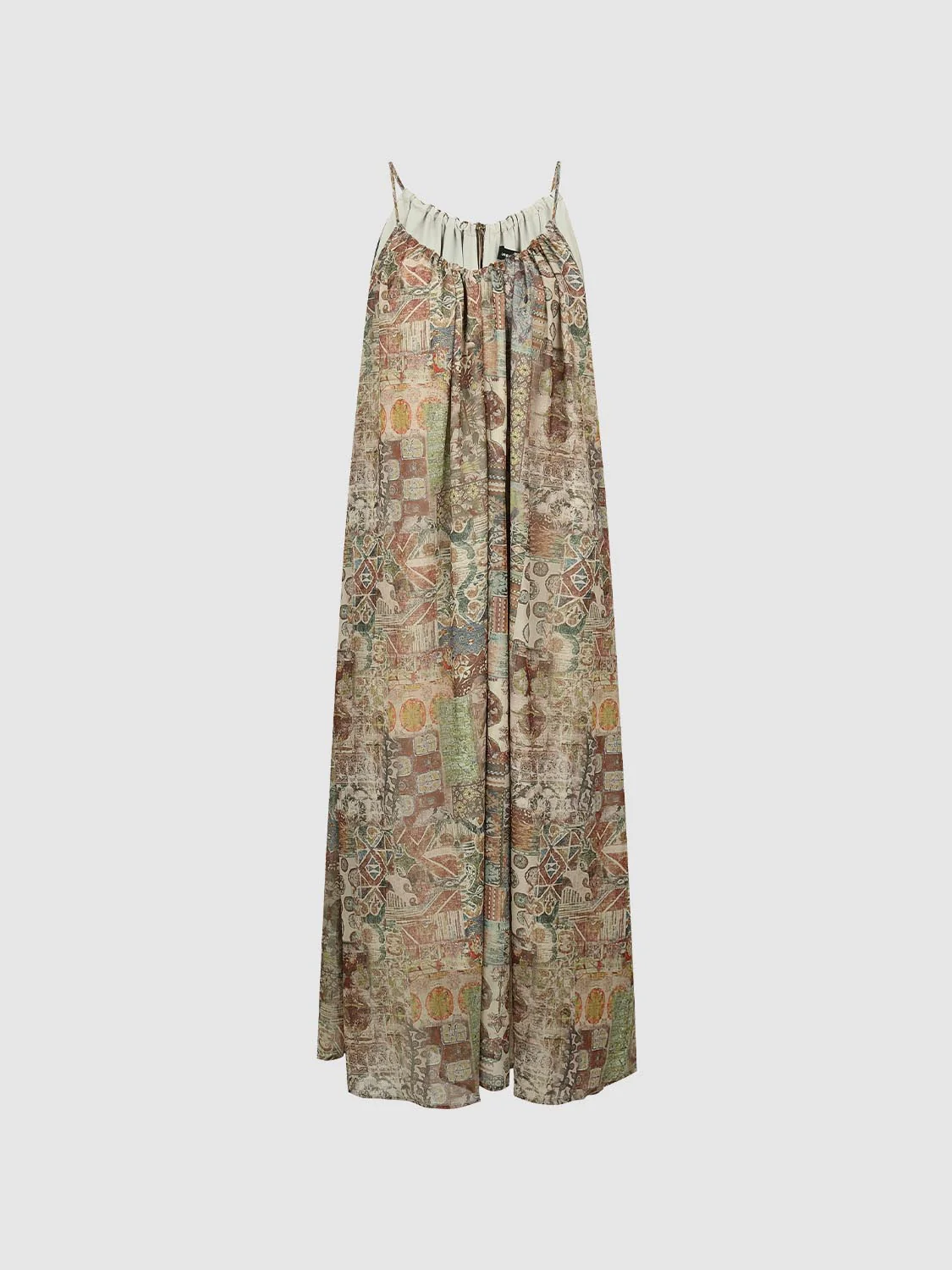 Strappy Patchwork A-Line Midi Dresses