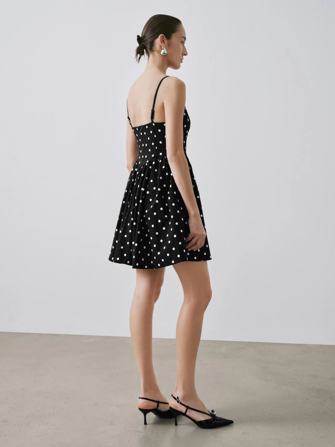 Strappy Polka Dotted A-Line Midi Dresses - Image 6