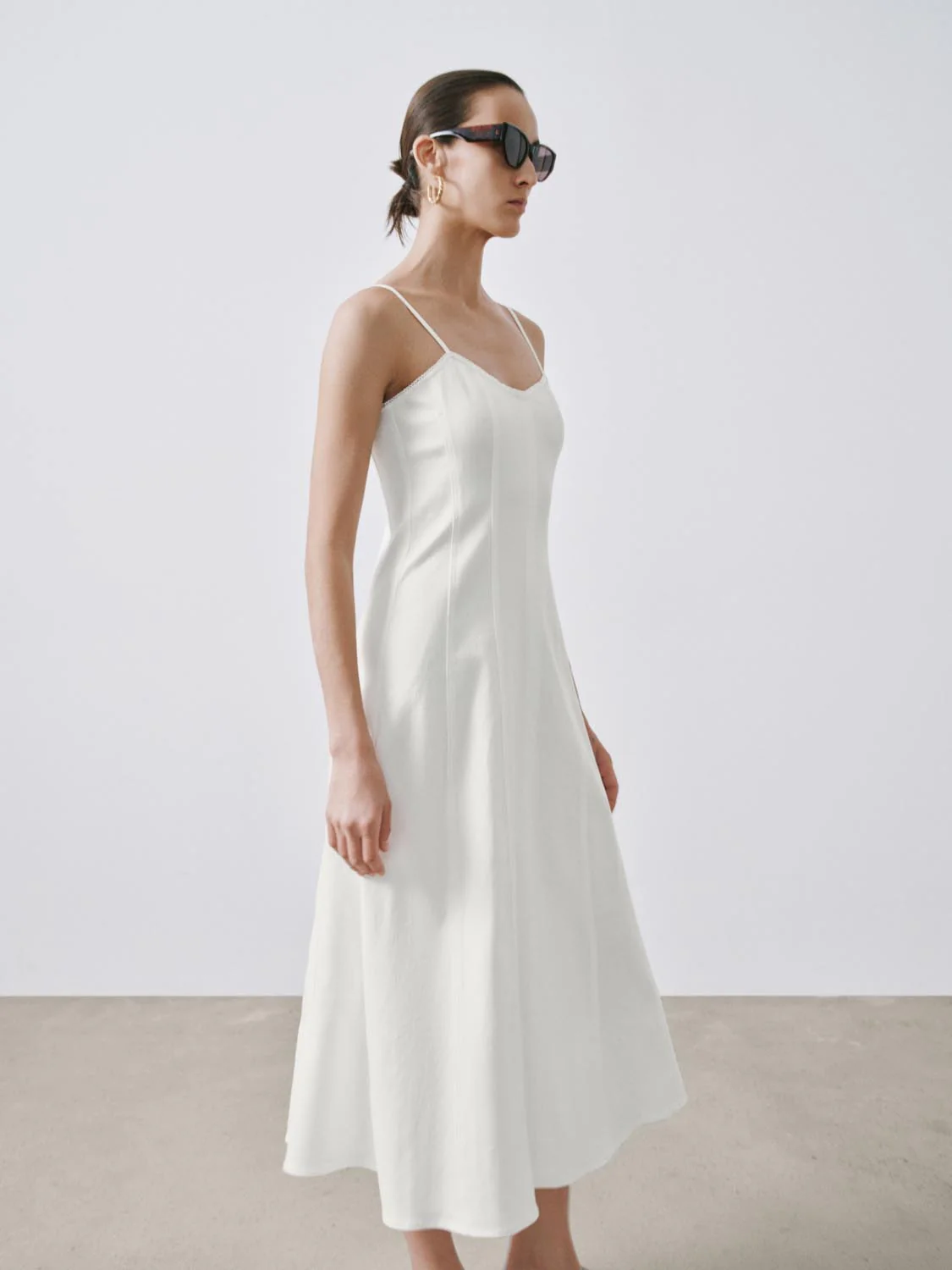 Strappy Seamed Denim Midi Dresses - Image 2