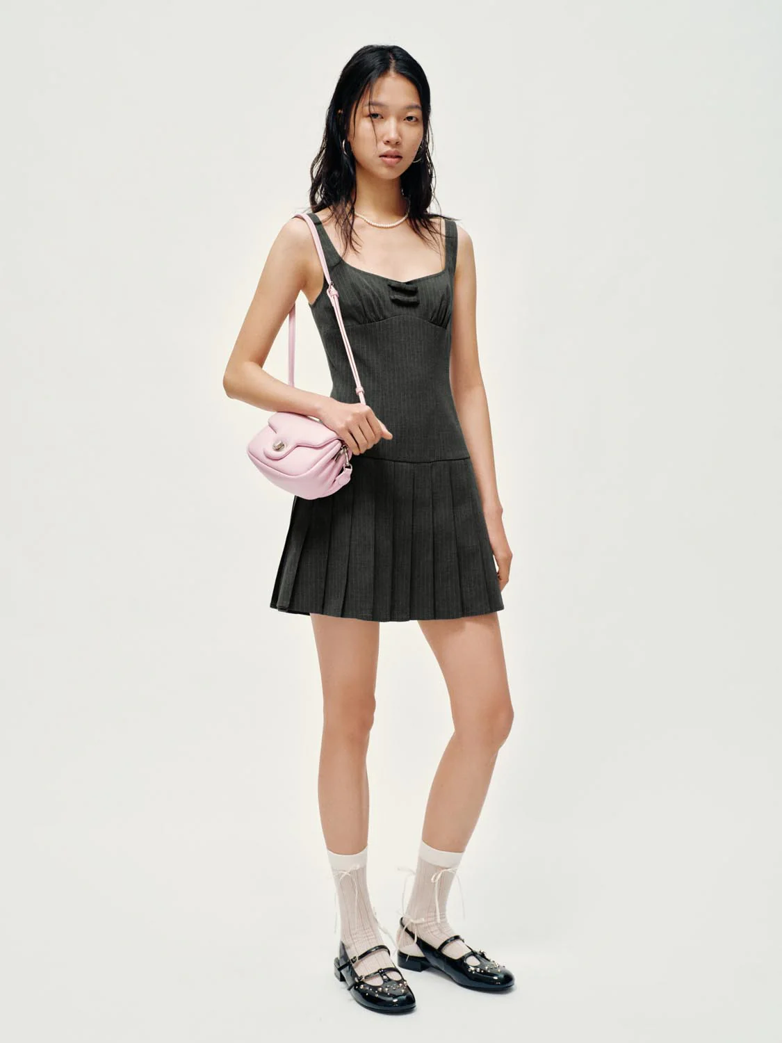 Strappy Striped Pleated Mini Dresses - Image 5