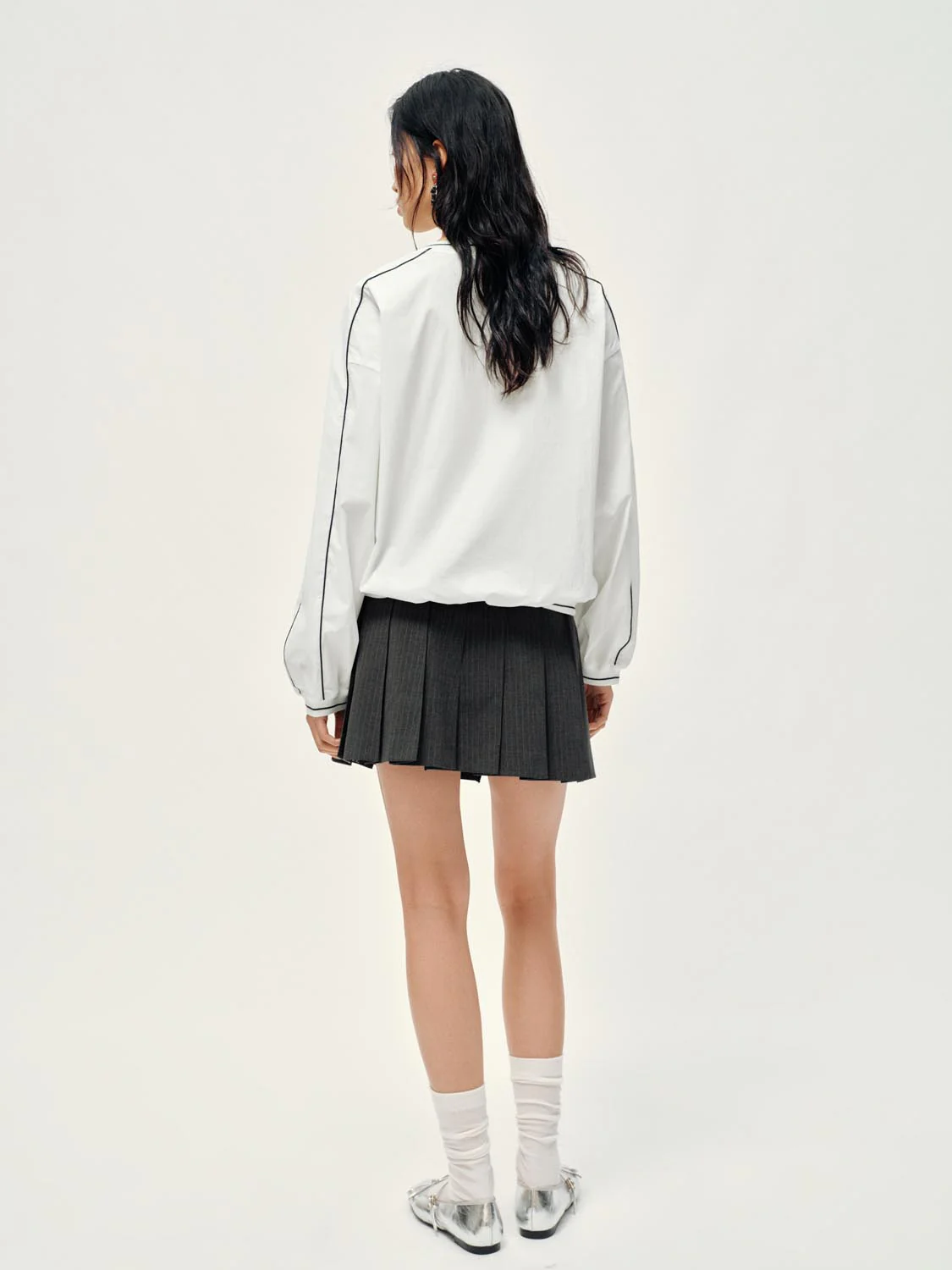 Striped Contrast Trim V-Neck Overhead Shirts - Image 6
