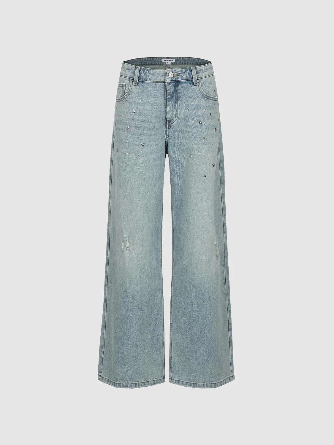 Studded Raw Detail Wide Leg Jeans - Image 2