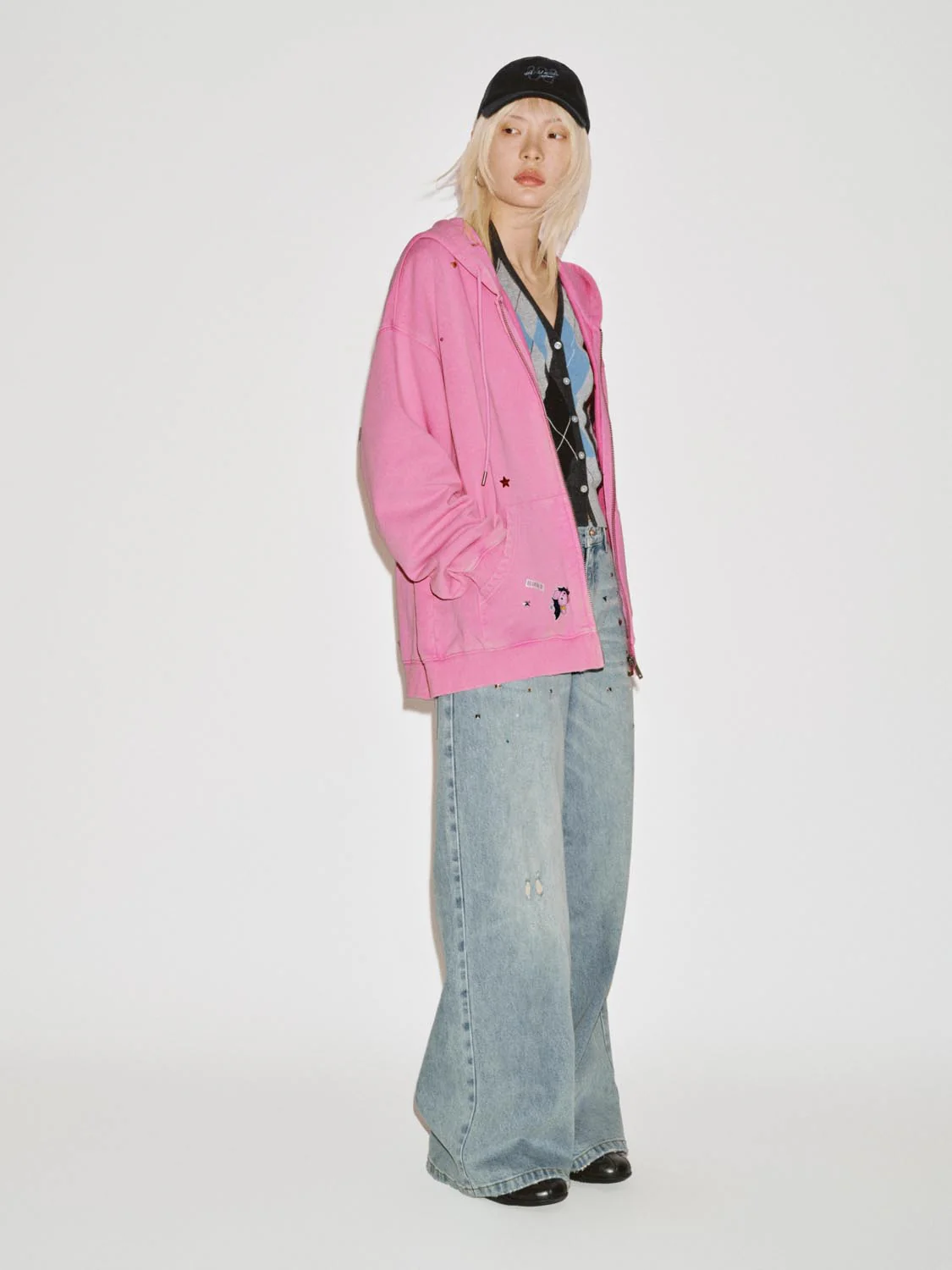 Studded Raw Detail Wide Leg Jeans - Image 5