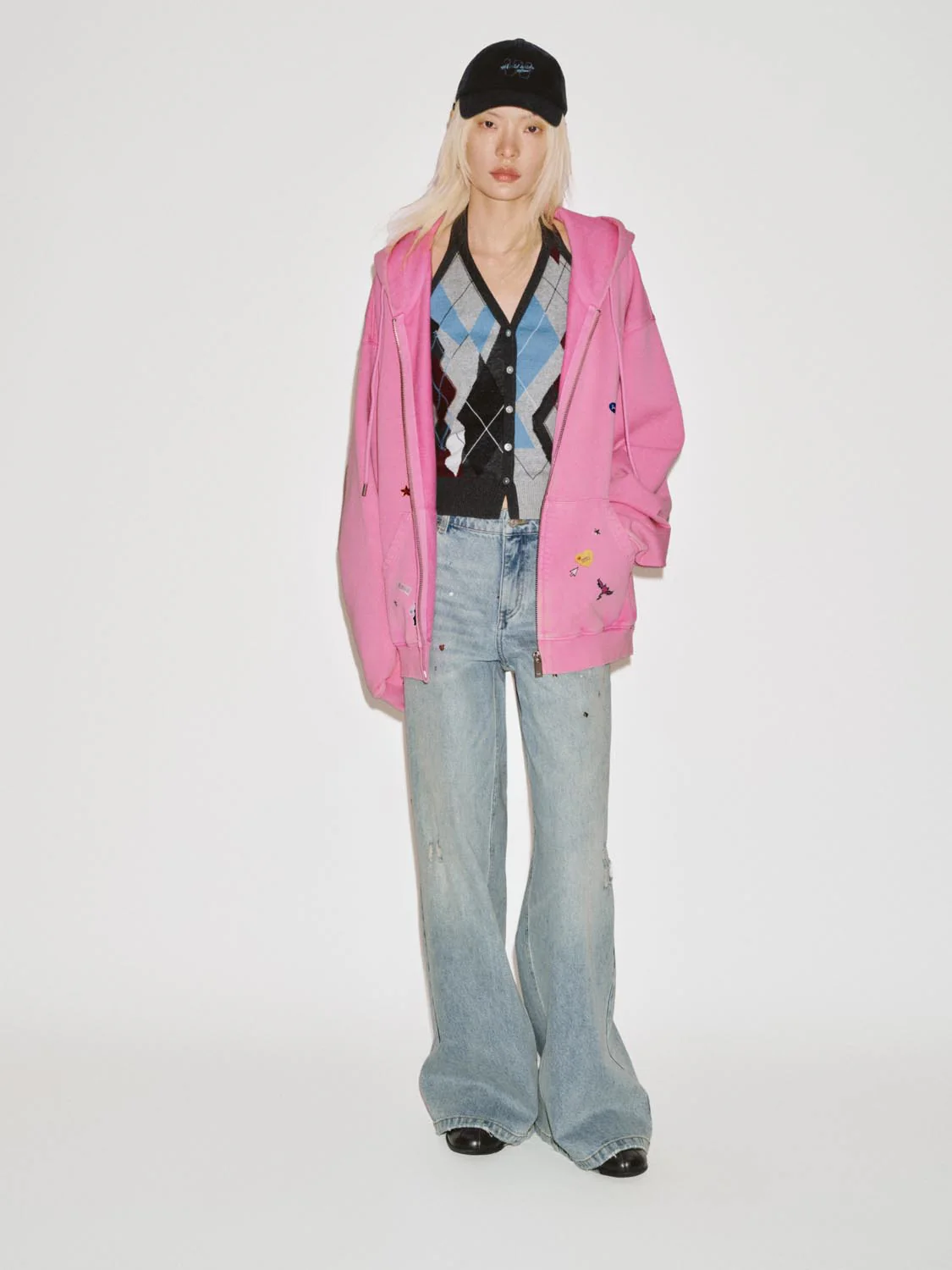 Studded Raw Detail Wide Leg Jeans - Image 7
