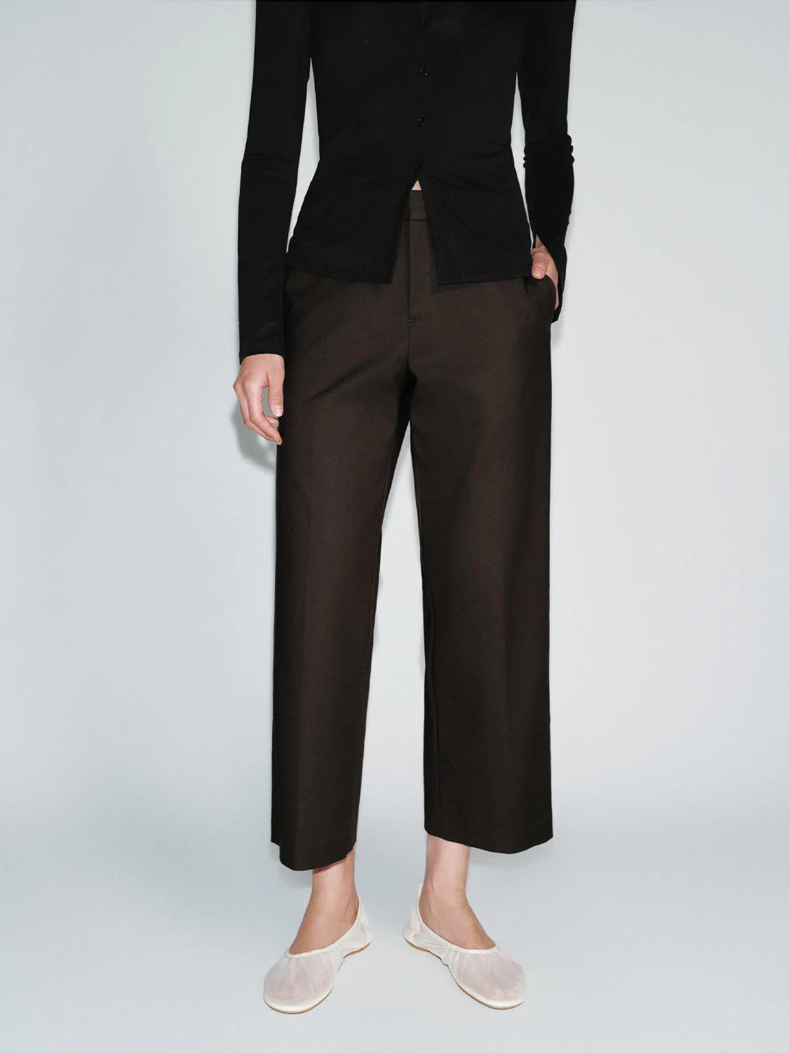 Tailored Straight Leg Ankle Pants
