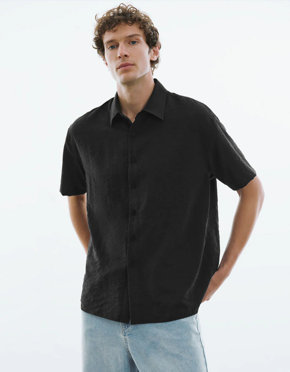 Textured Button Up Loose Shirt - Image 17