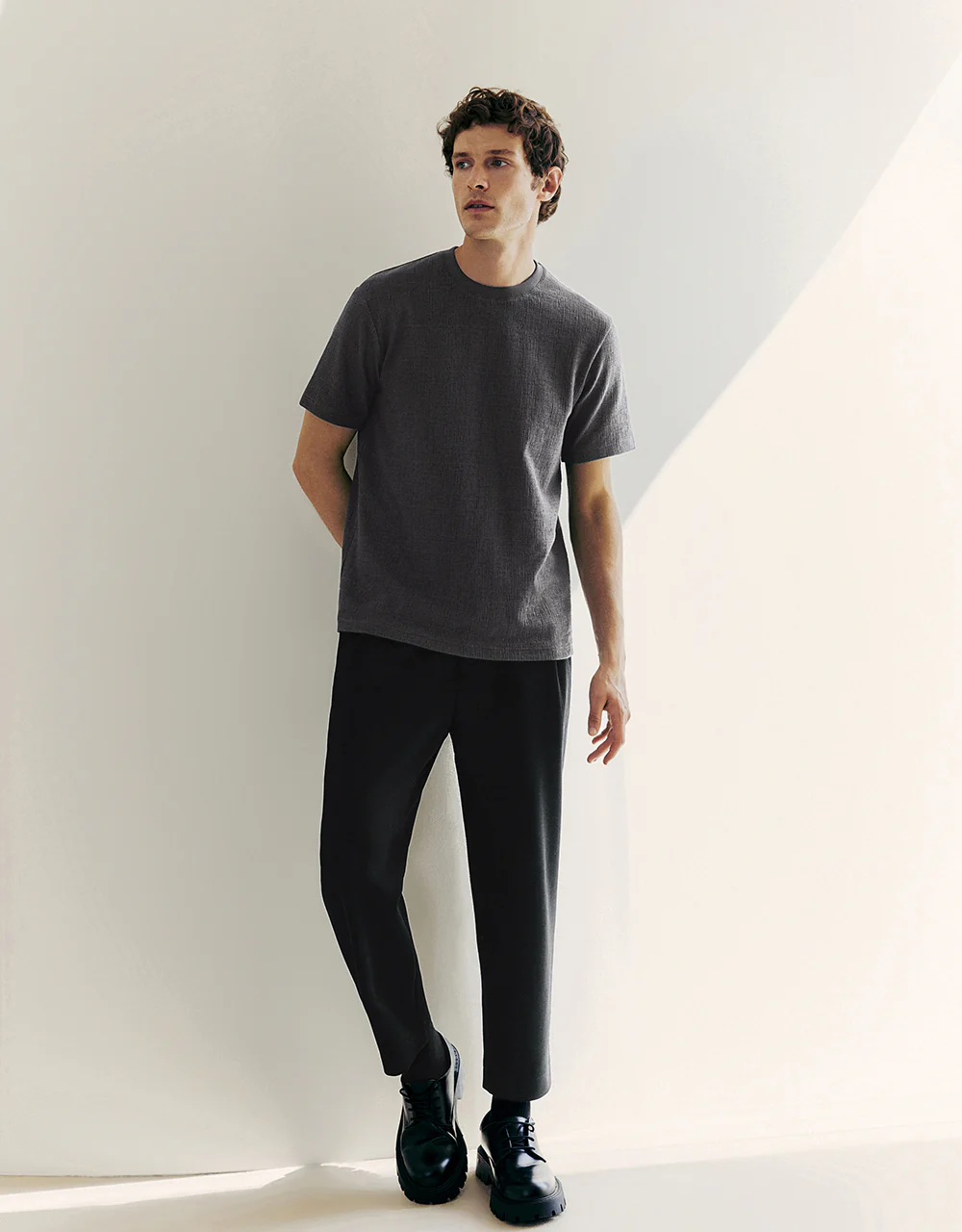 Textured Crew Neck Knitted T-Shirt - Image 17