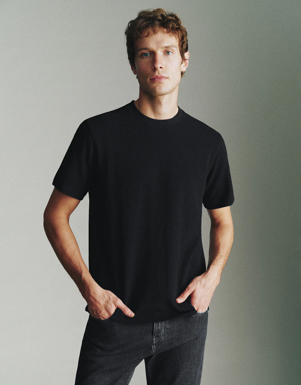 Textured Crew Neck Knitted T-Shirt - Image 20