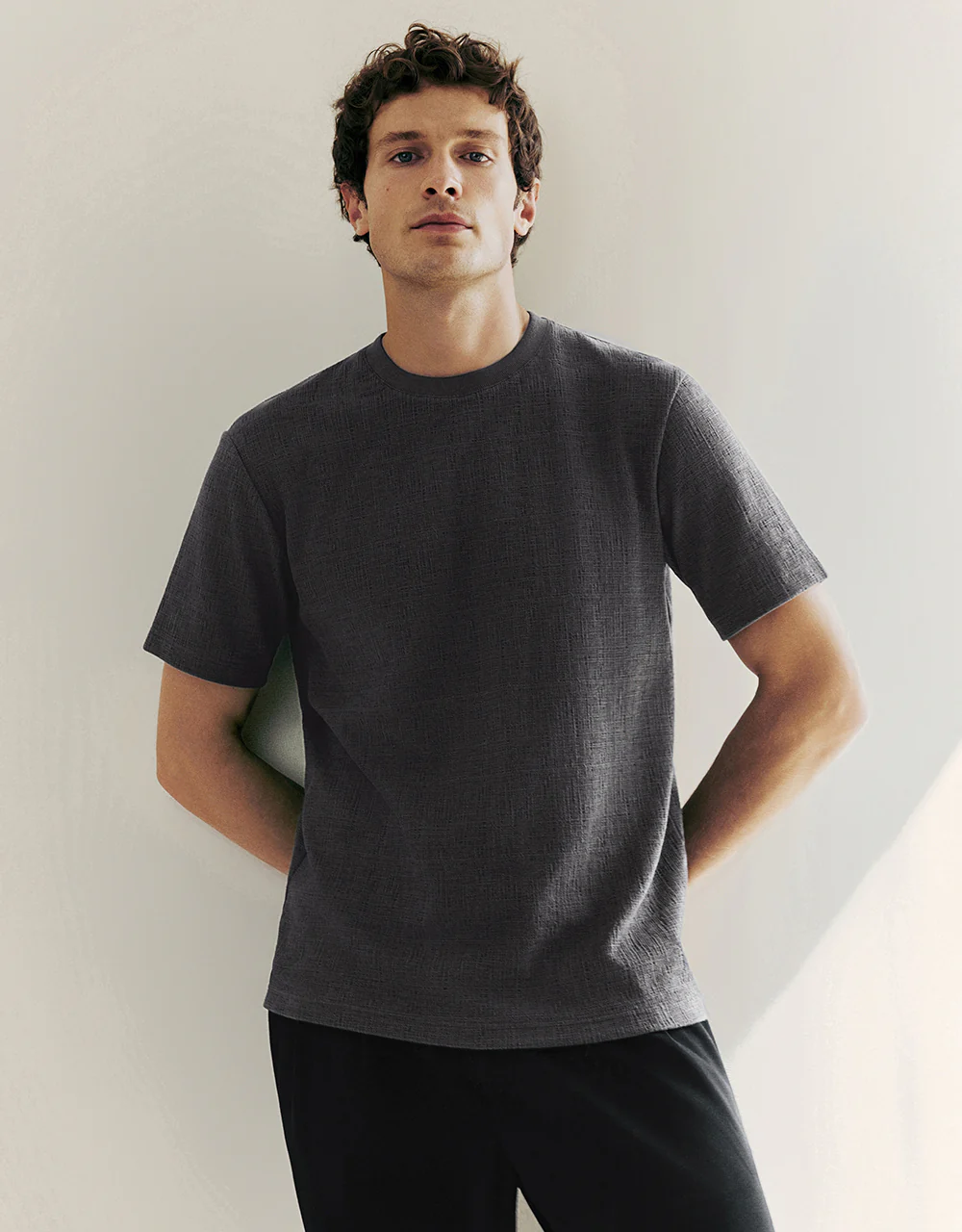 Textured Crew Neck Knitted T-Shirt - Image 30