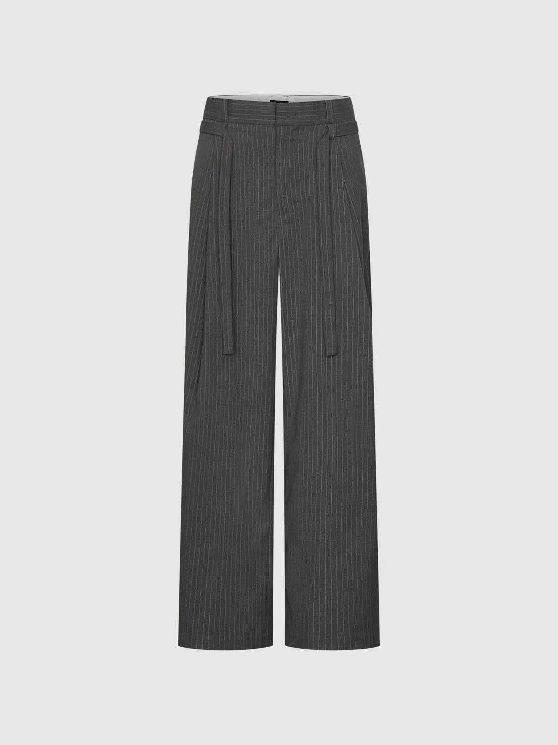 Tie Belt Striped Wide Leg Pants - Image 2