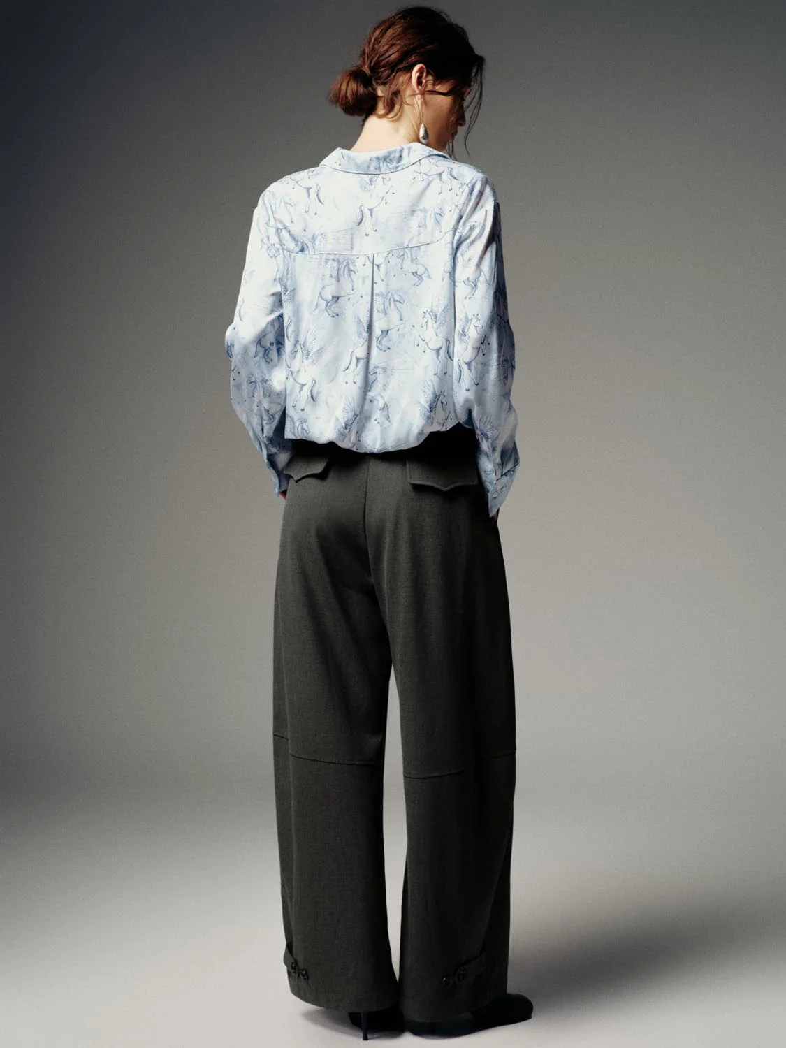 Tie Belt Tailored Pleated Barrel Leg Pants - Image 6