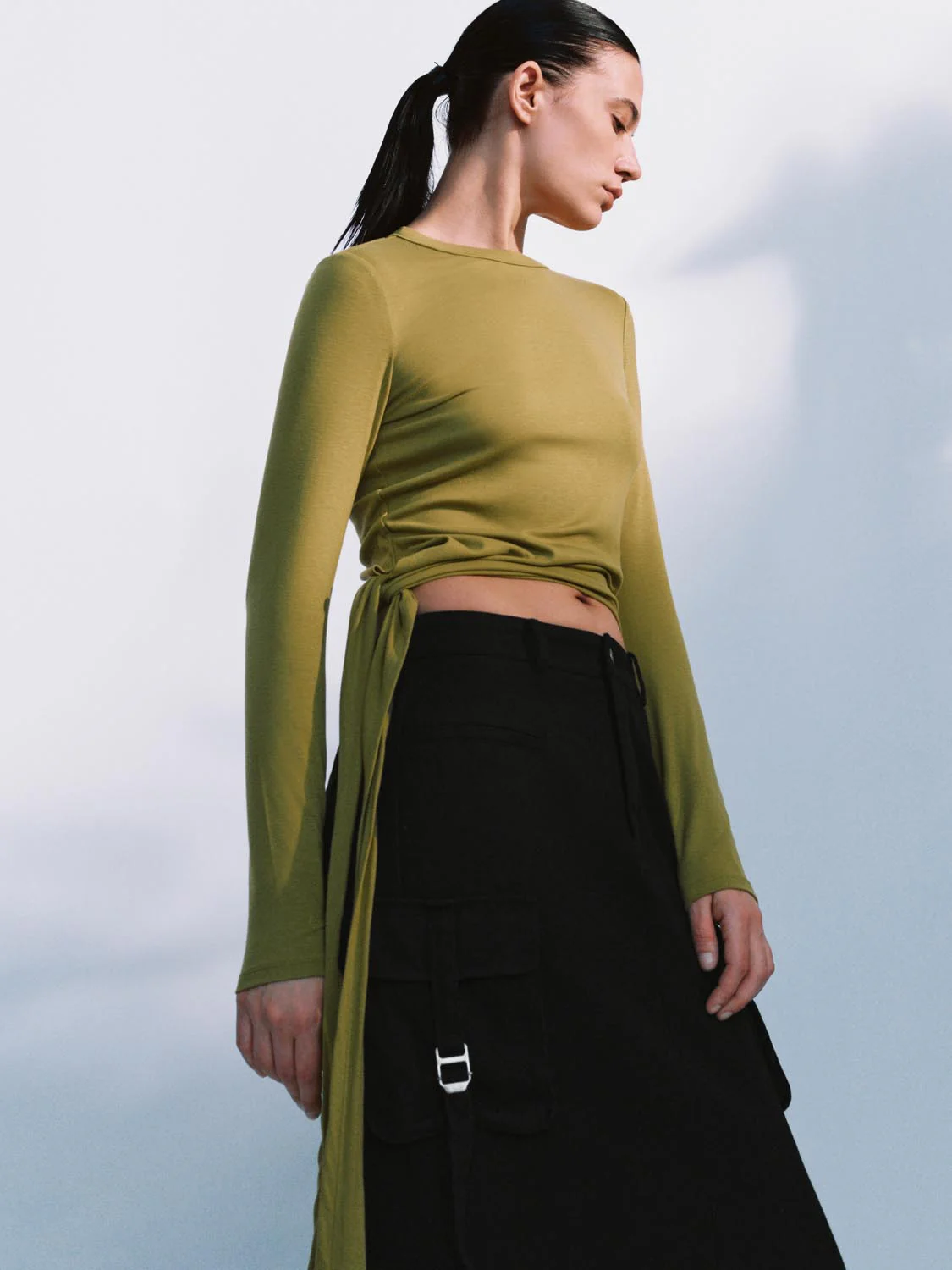 Tie Up Front Long Sleeve T-Shirts - Image 2