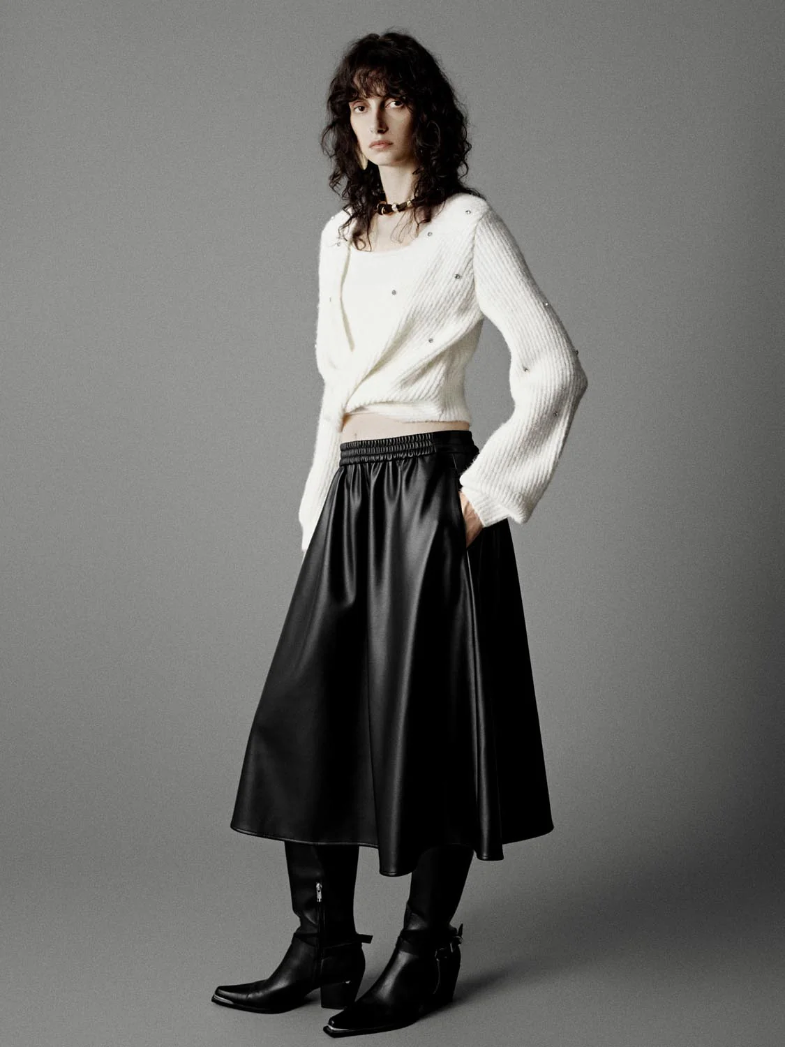 Twist Front Long Sleeve Knitted T-Shirts - Image 5