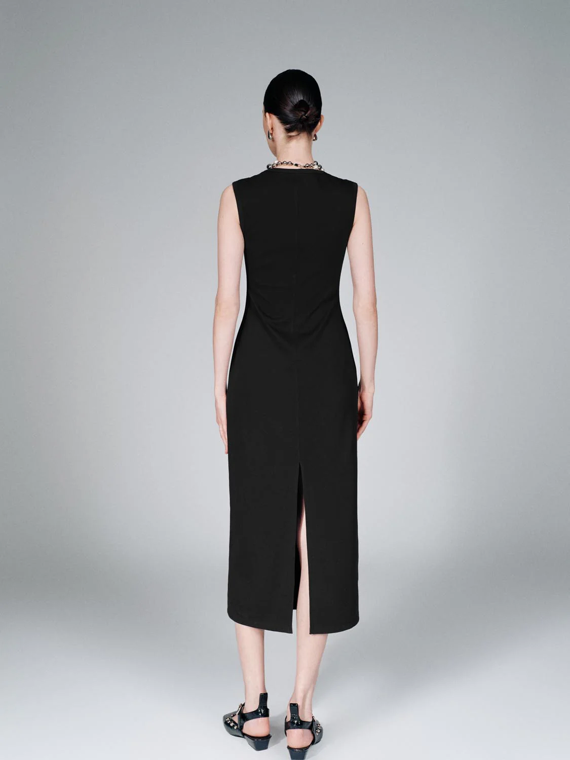 U-Neck Sleeveless Skinny-Fit Midi Dresses - Image 22