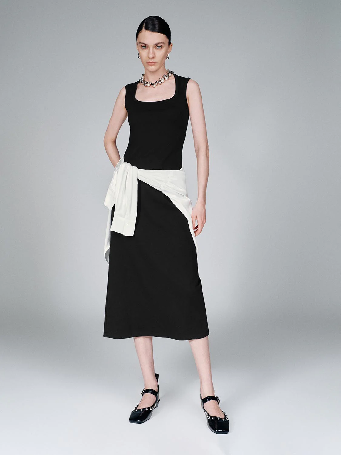 U-Neck Sleeveless Skinny-Fit Midi Dresses - Image 27