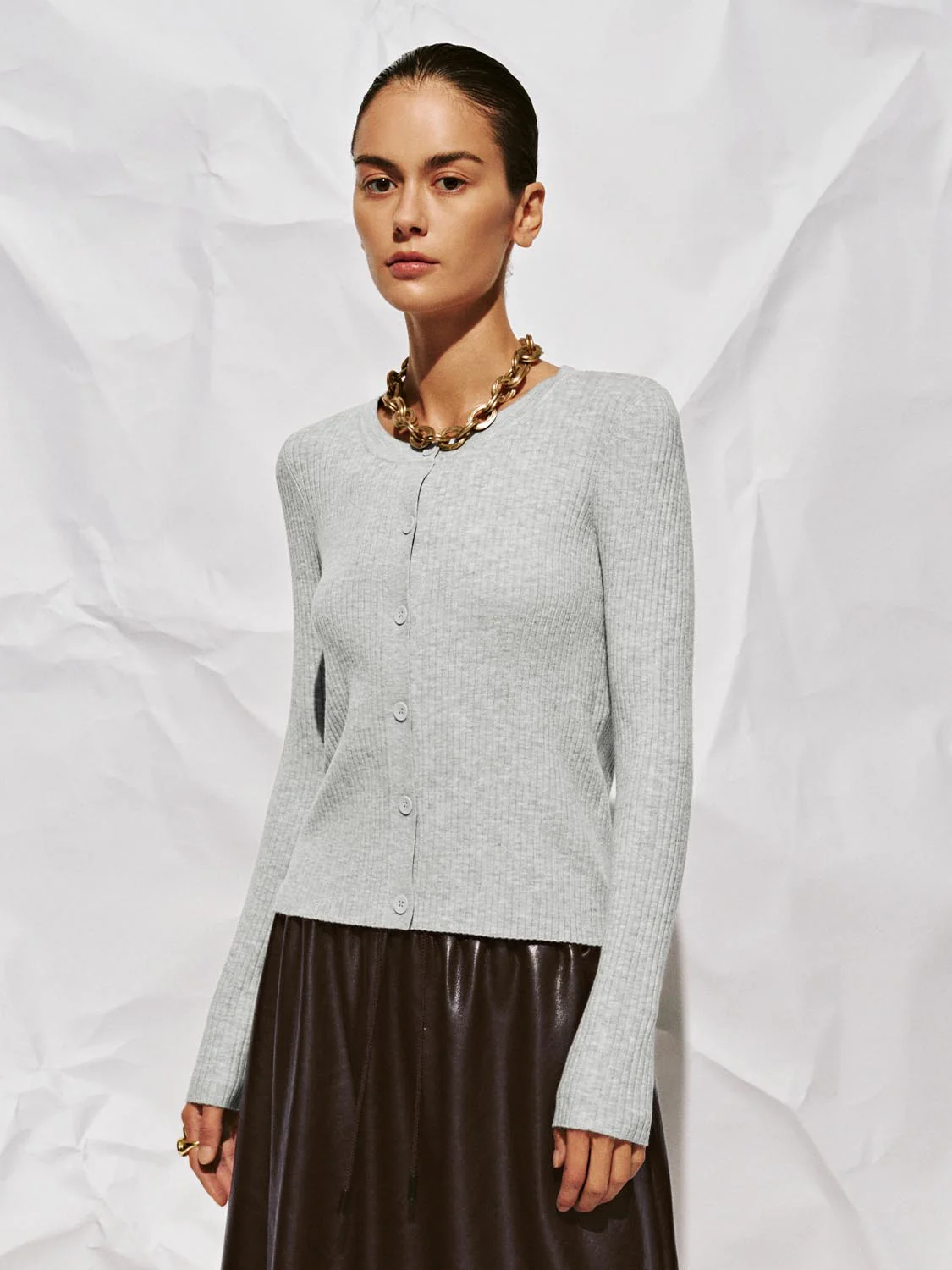 V-Neck Button Up Knitted Cardigan - Image 25