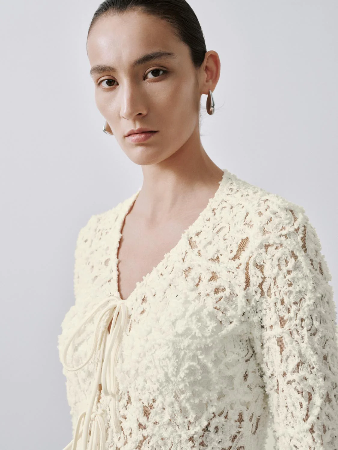 V-Neck Laced Tie Front Shirts - Image 3