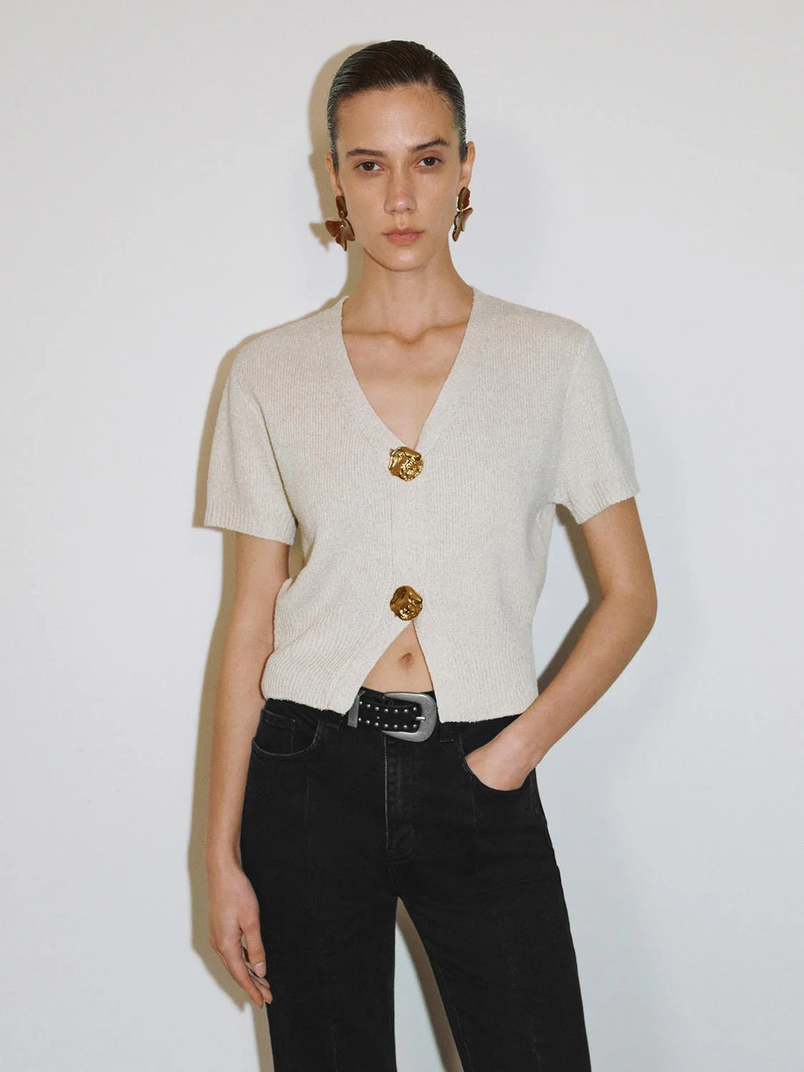 V-Neck Short Sleeve Knitted Cardigans - Image 30