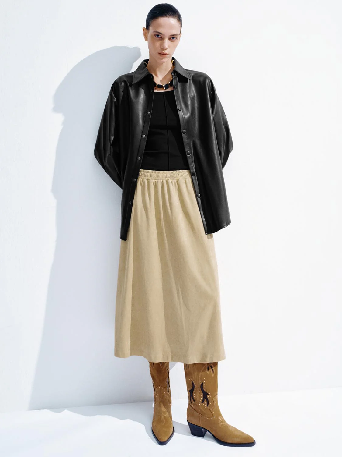 Vegan Leather Loose Fit Shirt - Image 4