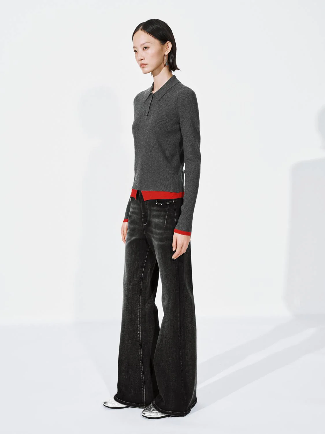 Washed Flare Leg Jeans - Image 4