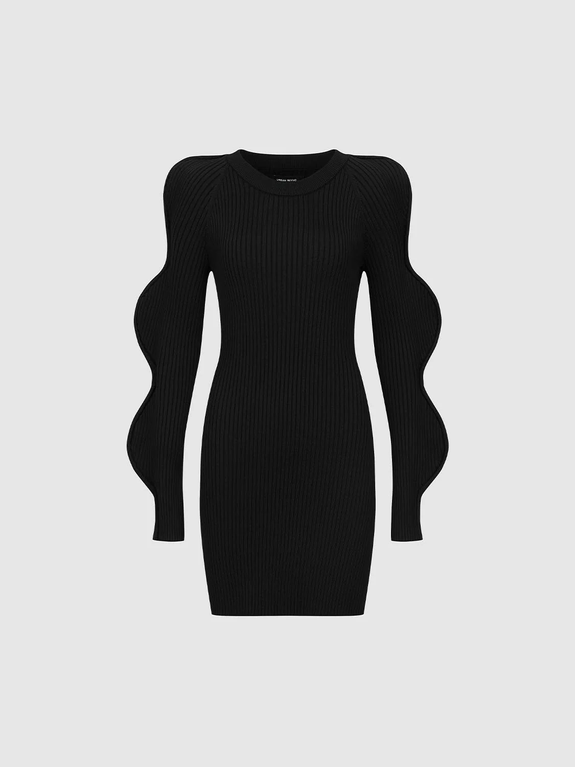 Wave Sleeve Knitted Midi Dresses - Image 7